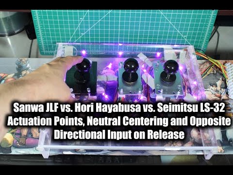 Sanwa JLF vs Hori Hayabusa vs Seimitsu LS-32 — YouTube review thumbnail