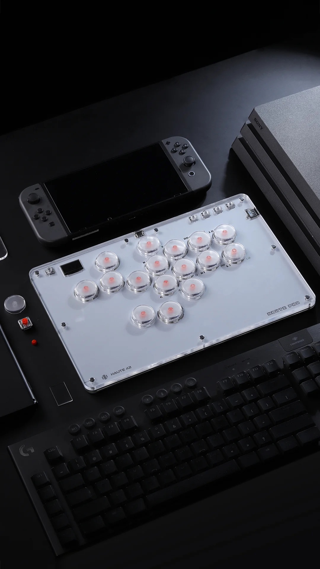 Haute42 HautePad T16 acrylic case and RGB button detail
